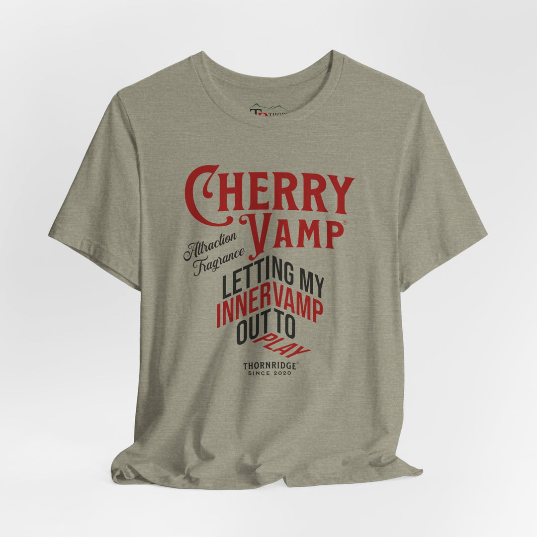 Cherry Vamp® Attraction Fragrance by Thorn Ridge® Graphic Tee that says Letting My Inner Vamp Out To Play and labeled Thorn Ridge® since 2020.