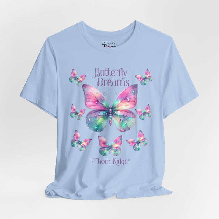Butterfly Dreams graphic tee in pastel colors labeled Thorn Ridge®