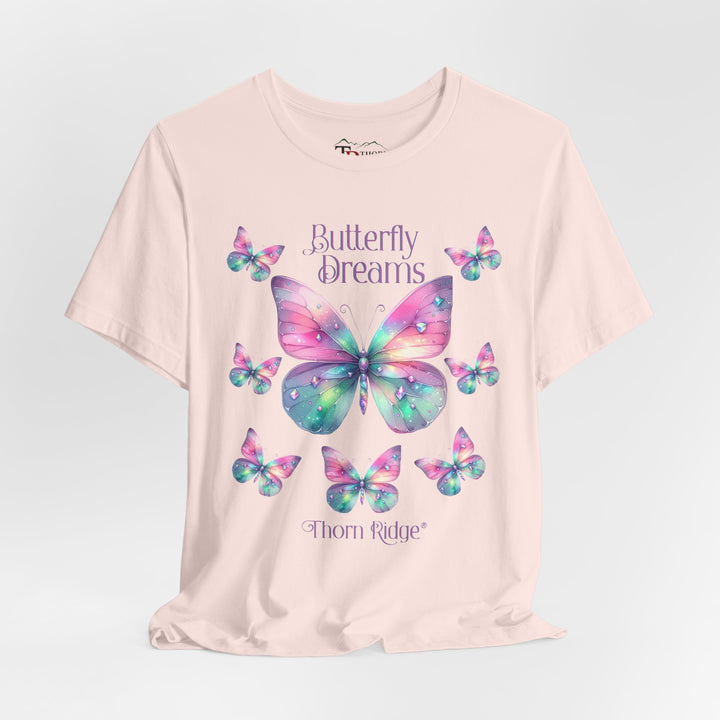 Butterfly Dreams graphic tee in pastel colors labeled Thorn Ridge®