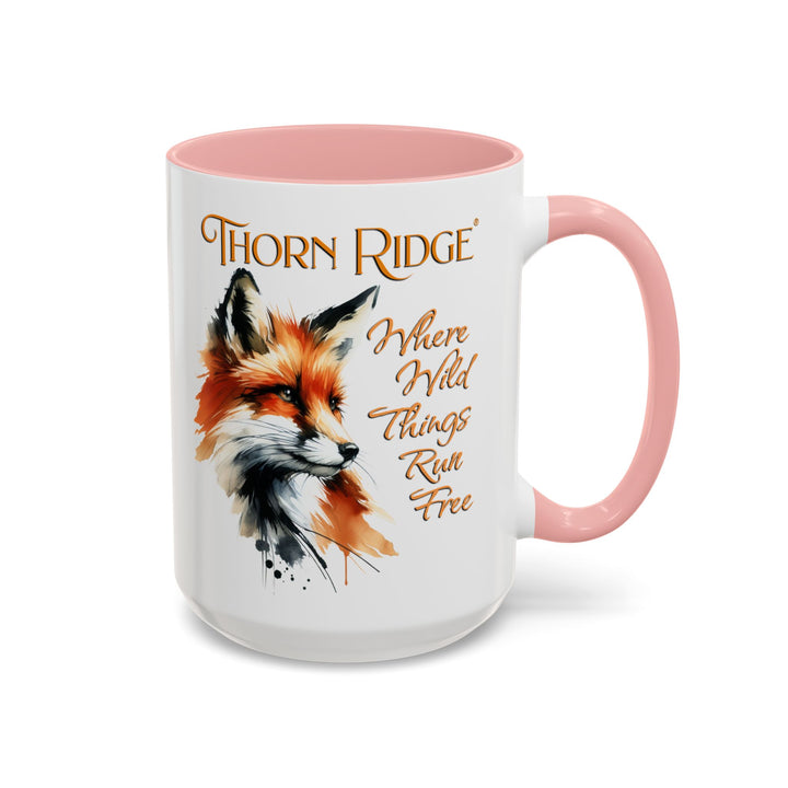 Where Wild Things Run Free accent mug by Thorn Ridge® featuring a fox head looking to the side.