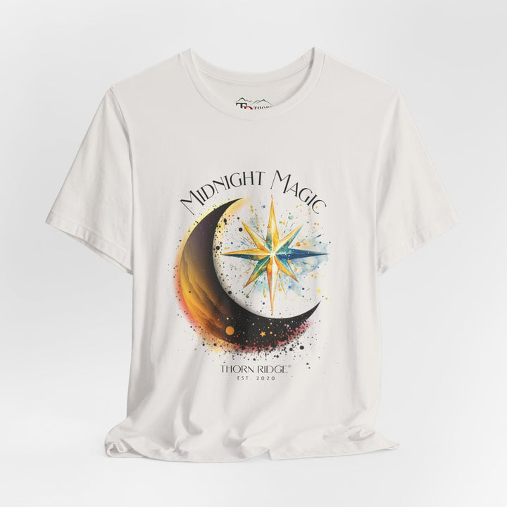 Thorn Ridge branded t-shirt with 'Midnight Magic' design featuring a moon and star