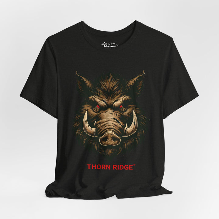  t-shirt with a boar graphic and 'Thorn Ridge' text 