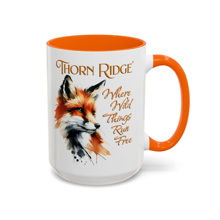 Where Wild Things Run Free accent mug by Thorn Ridge® featuring a fox head looking to the side.