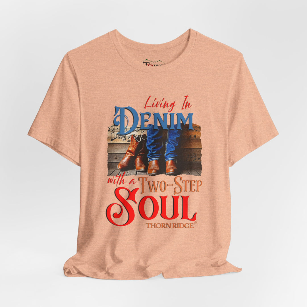 Living in Denim with a two step soul graphic tee by Thorn Ridge®