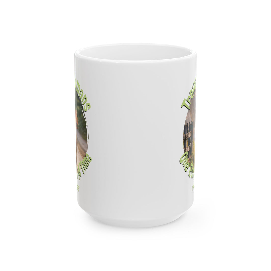 Training Humans One Escape At A Time mug with a horse running away by Thorn Ridge®