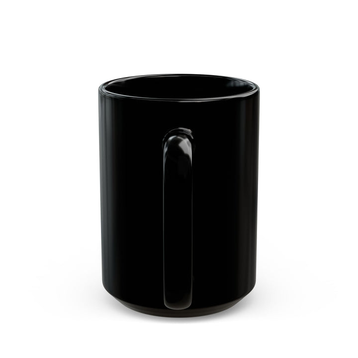 Seven Riders Black mug with silhouette of oeople in cowboy hats and 'Thorn Ridge' branding against a sunset background.