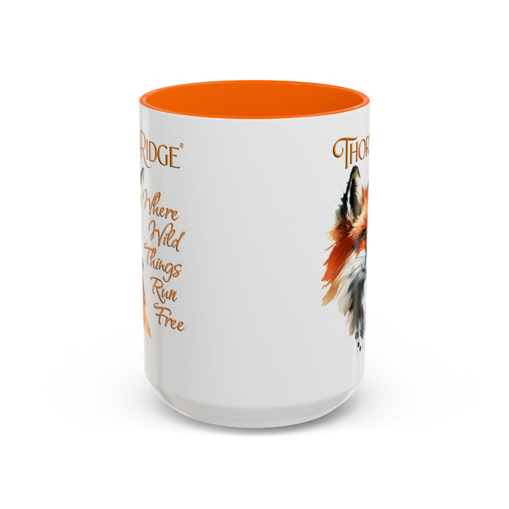 Where Wild Things Run Free accent mug by Thorn Ridge® featuring a fox head looking to the side.