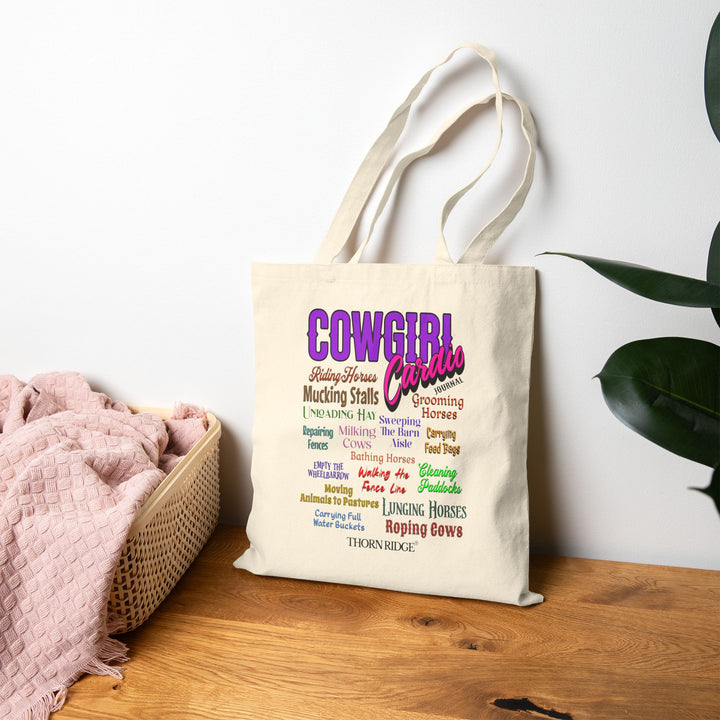 Cowgirl Cardio Graphic Design by Thorn Ridge on a tote.