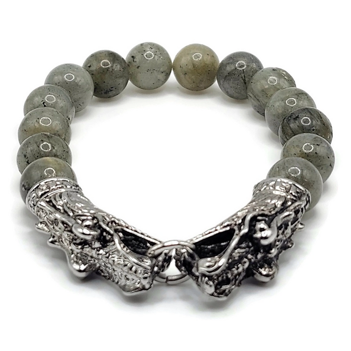 Labradorite stainless steel dragon head bracelet.