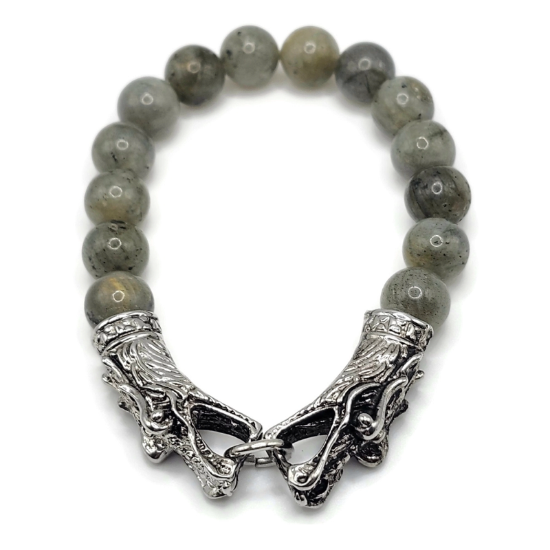 Labradorite stainless steel dragon head bracelet.