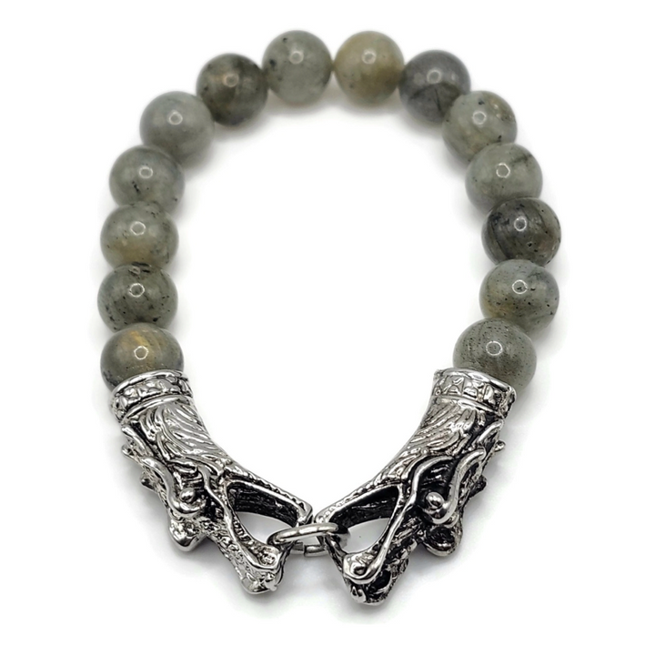 Labradorite stainless steel dragon head bracelet.
