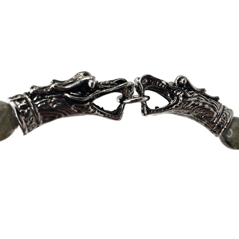 Labradorite stainless steel dragon head bracelet.
