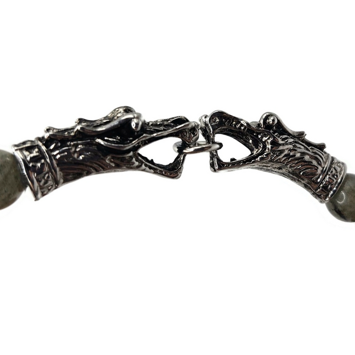 Labradorite stainless steel dragon head bracelet.