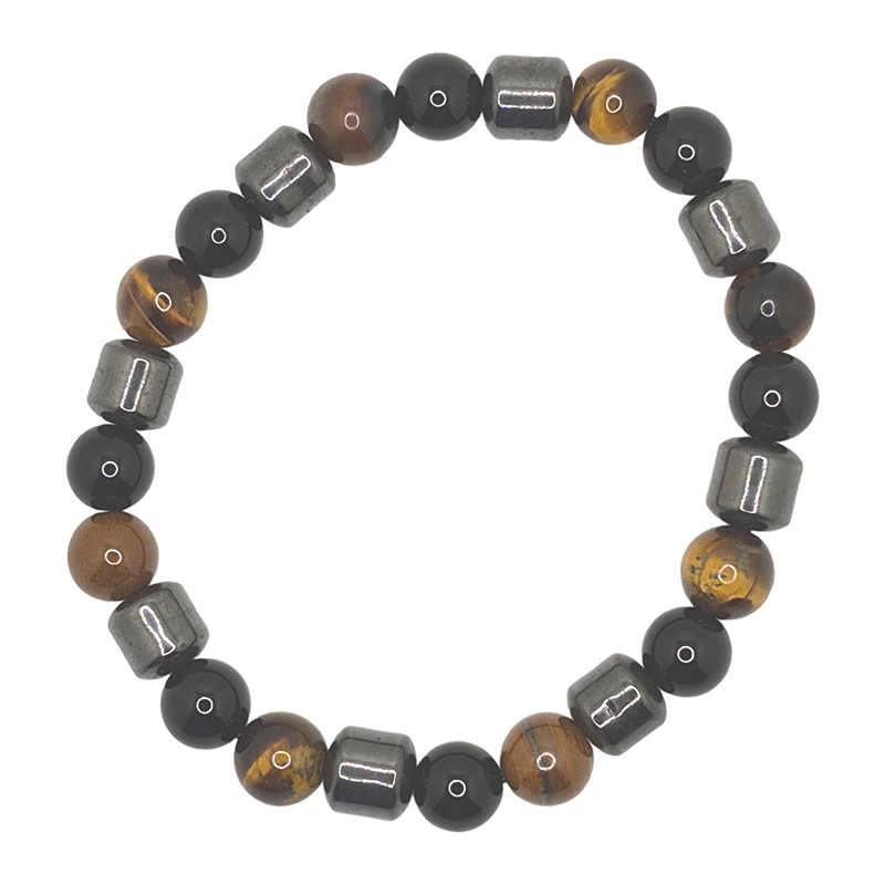 Tiger's Eye, Black Onyx and Hematite Magnetic Bracelet