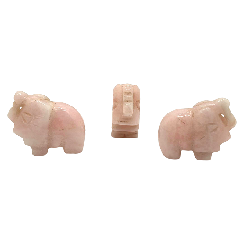 Vintage (circa 1990) Hand-carved rose quartz elephants