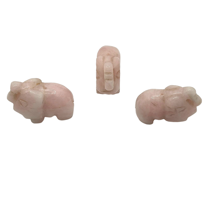 Vintage (circa 1990) Hand-carved rose quartz elephants
