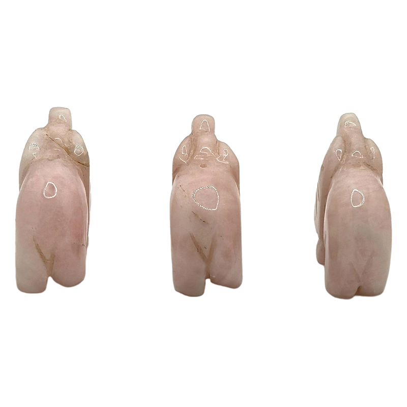 Vintage (circa 1990) Hand-carved rose quartz elephants