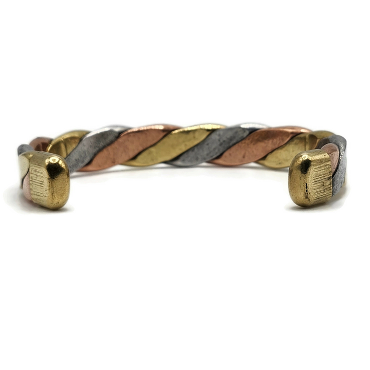 Adjustable three metal twisted bracelet.