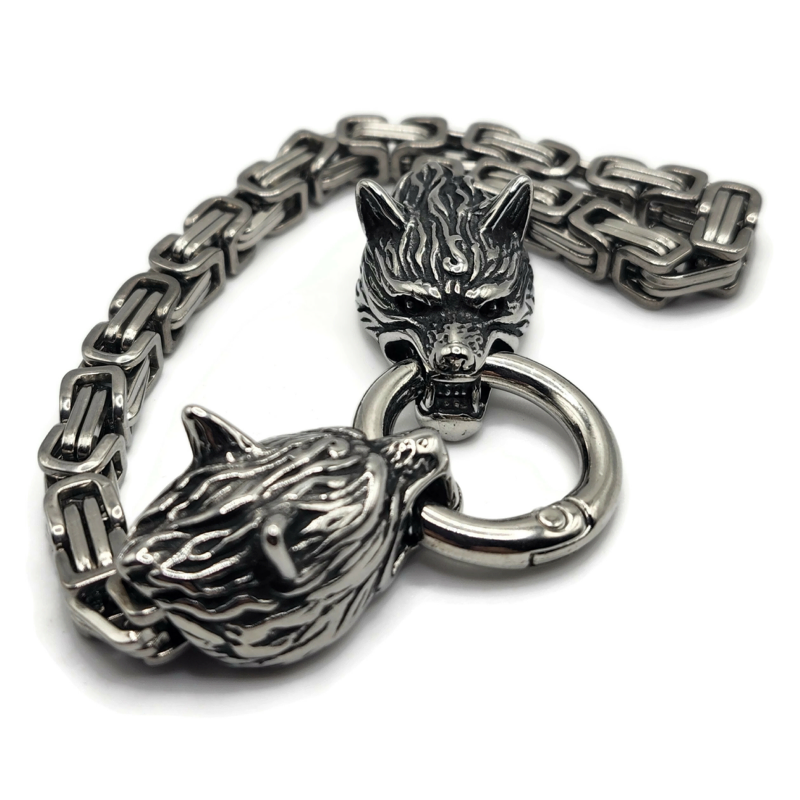 Stainless steel Viking wolf bracelet.
