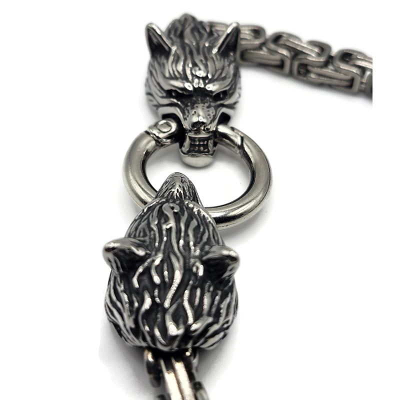 Stainless steel Viking wolf bracelet.