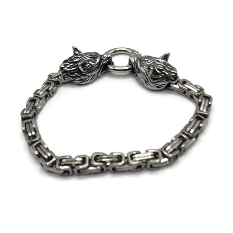 Stainless steel Viking wolf bracelet.