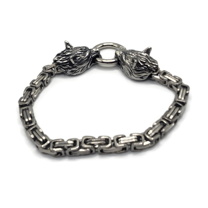 Stainless steel Viking wolf bracelet.