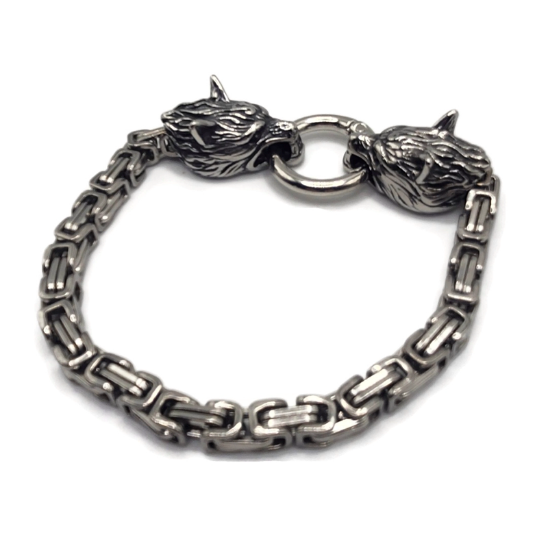 Stainless steel Viking wolf bracelet.