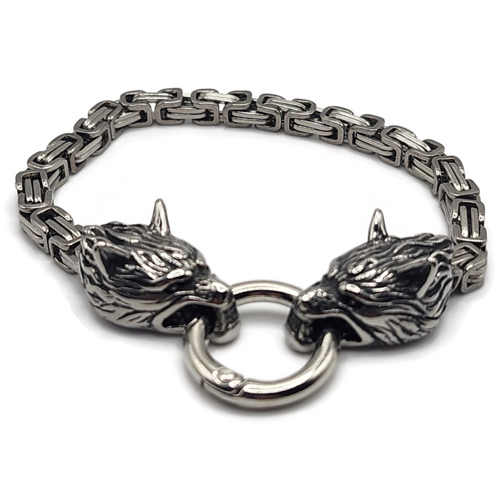 Stainless steel Viking wolf bracelet.