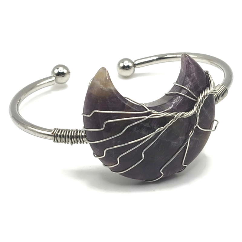 Adjustable amethyst moon wire wrapped bracelet.