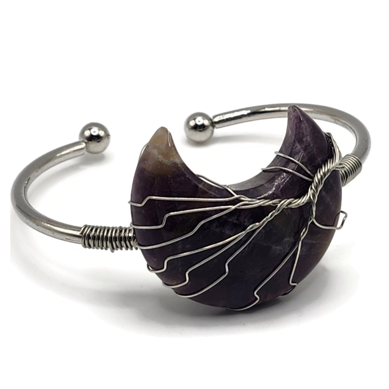 Adjustable amethyst moon wire wrapped bracelet.