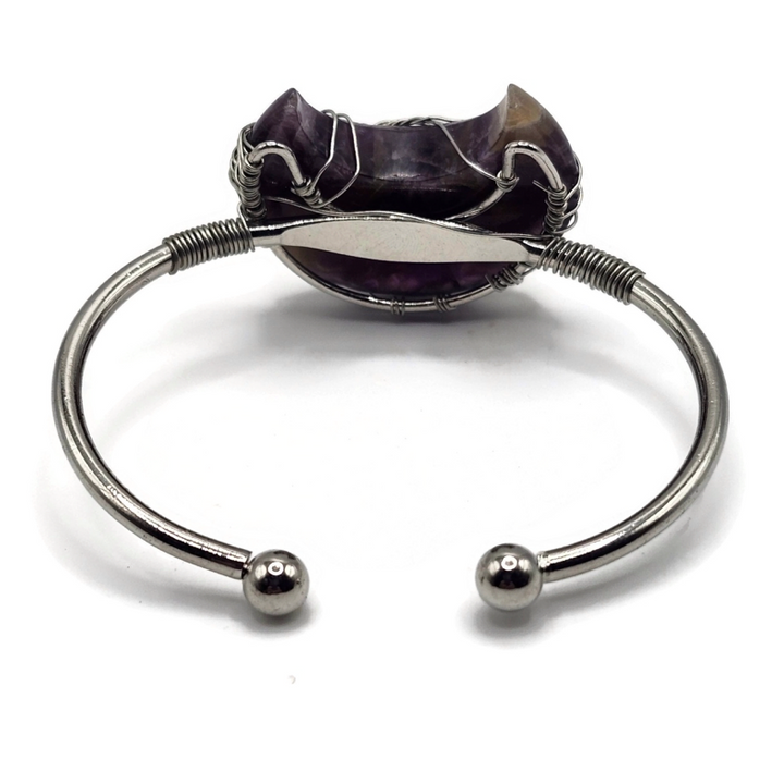 Adjustable amethyst moon wire wrapped bracelet.
