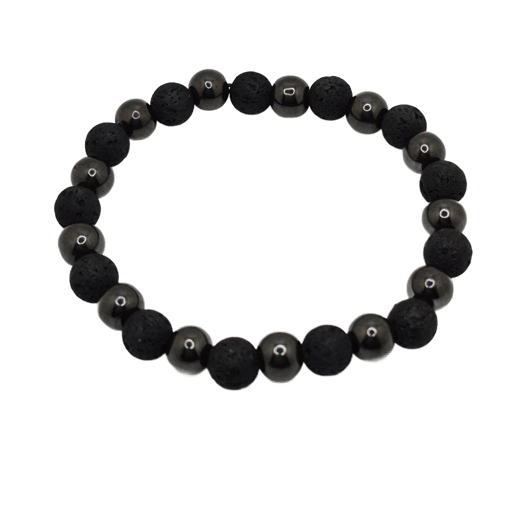 black lava stone and hematite magnetic bracelet