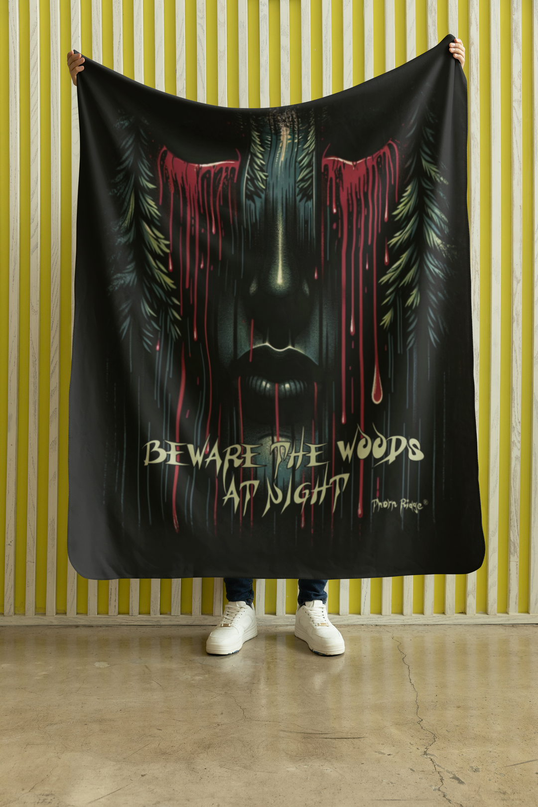 Beware the Woods At Night Cozy Sherpa Blanket