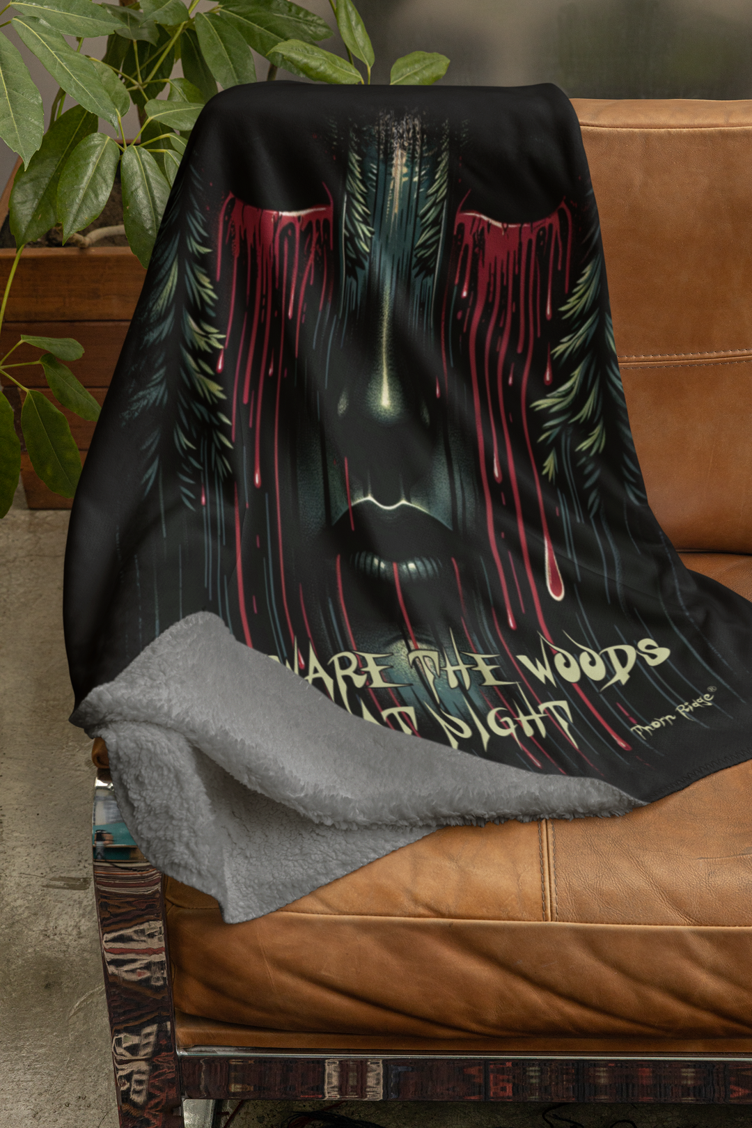 Beware the Woods At Night Cozy Sherpa Blanket