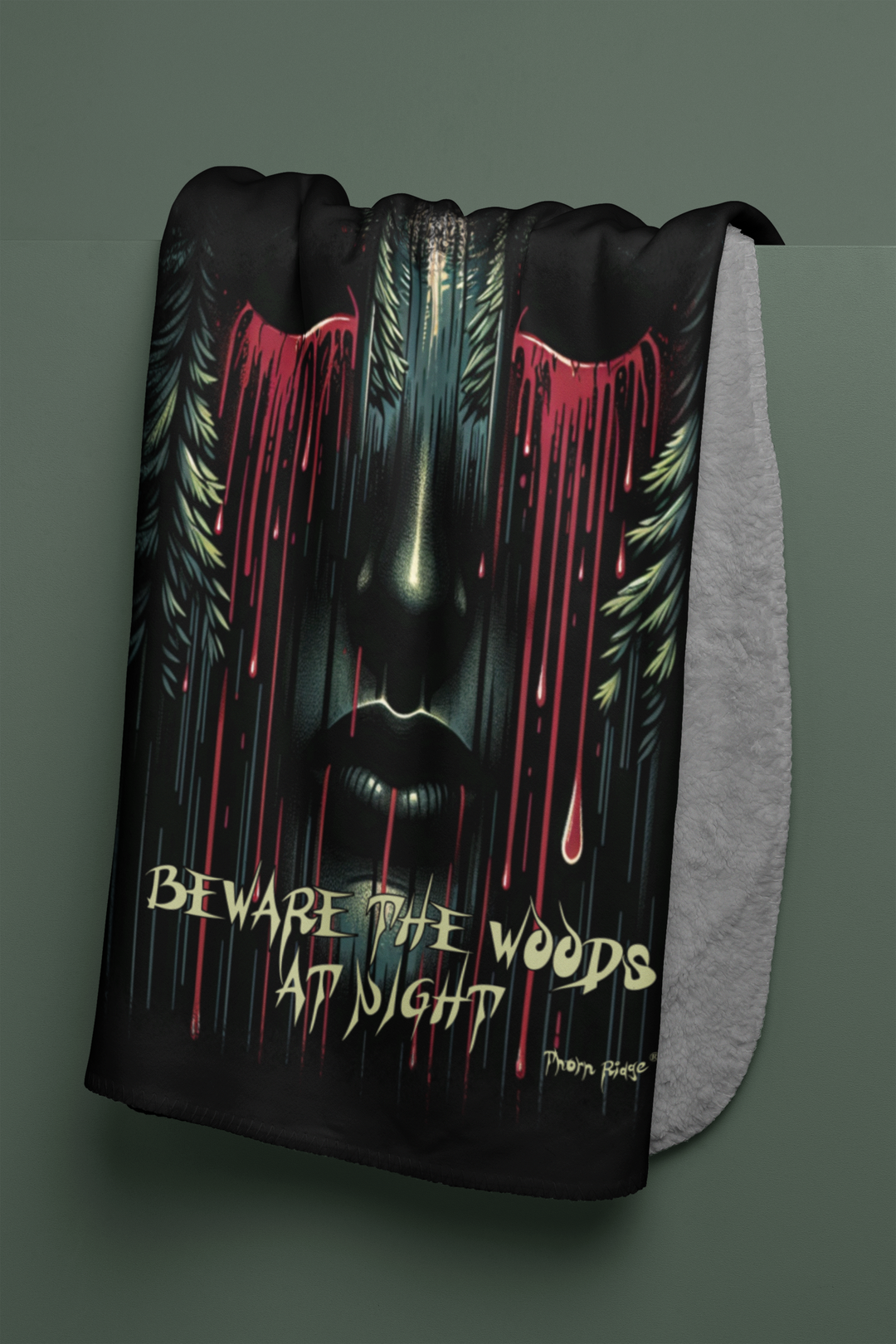 Beware the Woods At Night Cozy Sherpa Blanket