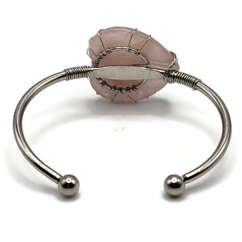 Rose Quartz Heart Wire Wrapped Bracelet