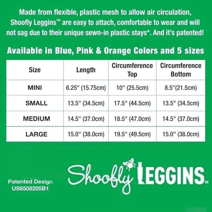Shoofly leggins for horses size chart