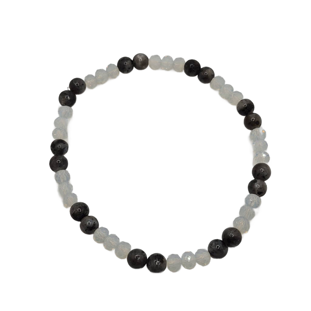 white howlite and magnetic hematite bracelet handcrafted
