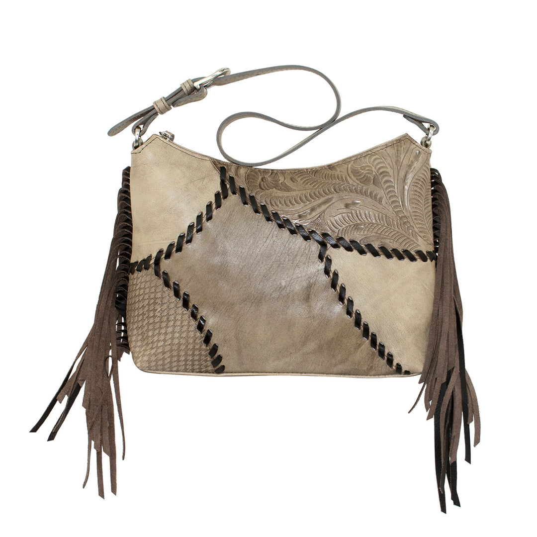 Gypsy Patch Zip Top Shoulder Bag Sand