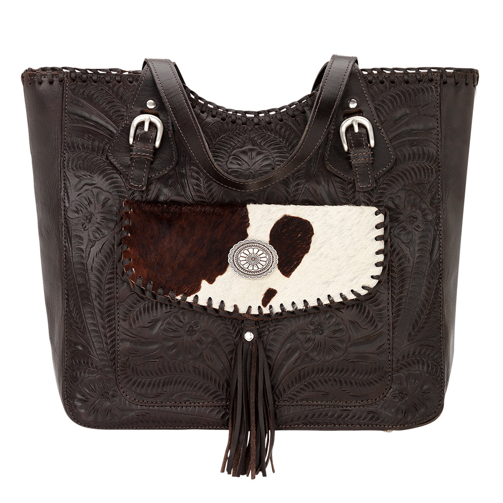 Annie's Secret Collection Large Zip Top Tote With Secret Compartment Chocolate