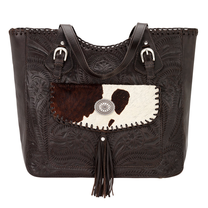 Annie's Secret Collection Large Zip Top Tote With Secret Compartment Chocolate