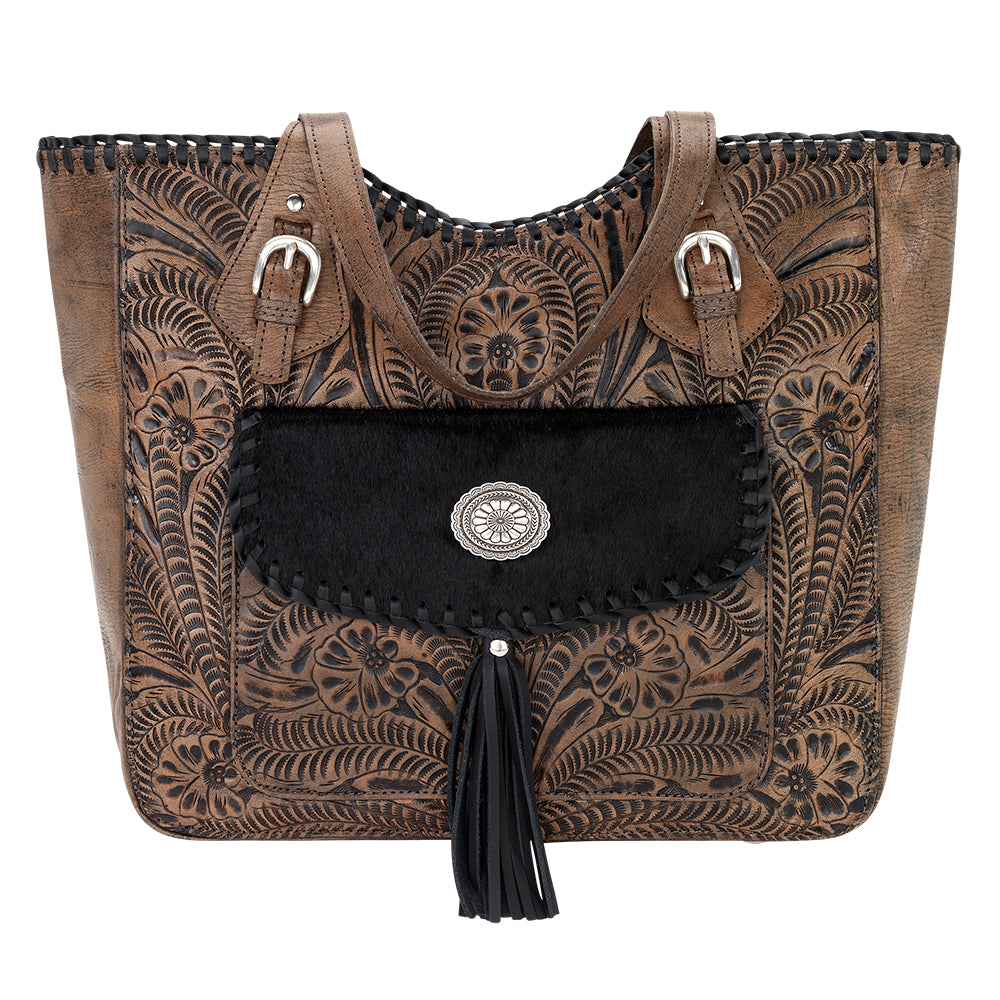 Annie's Secret Collection Large Zip Top Tote With Secret Compartment Distressed Charcoal