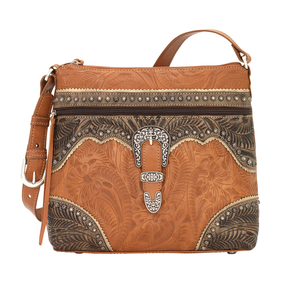 Saddle Ridge Zip Top Shoulder Bag Natural Tan