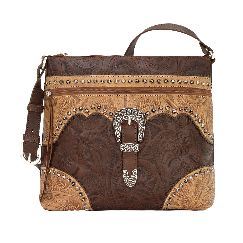 Saddle Ridge Zip Top Shoulder Bag Chestnut Brown