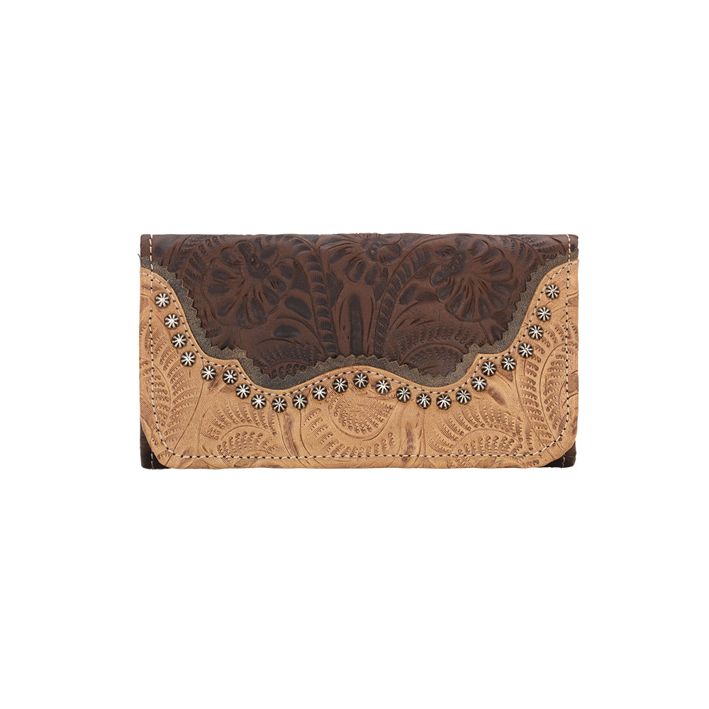 Saddle Ridge Ladies' Tri-Fold Wallet Chestnut Brown