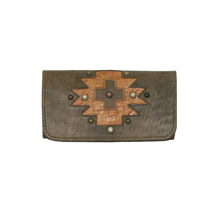 Navajo Soul Ladies' Tri-Fold Wallet Distressed Charcoal