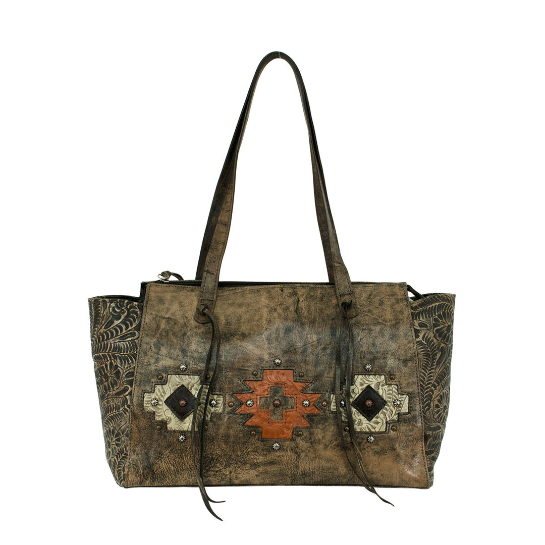 Navajo Soul Zip Top Tote W/ Secret Compartment Distressed Charcoal