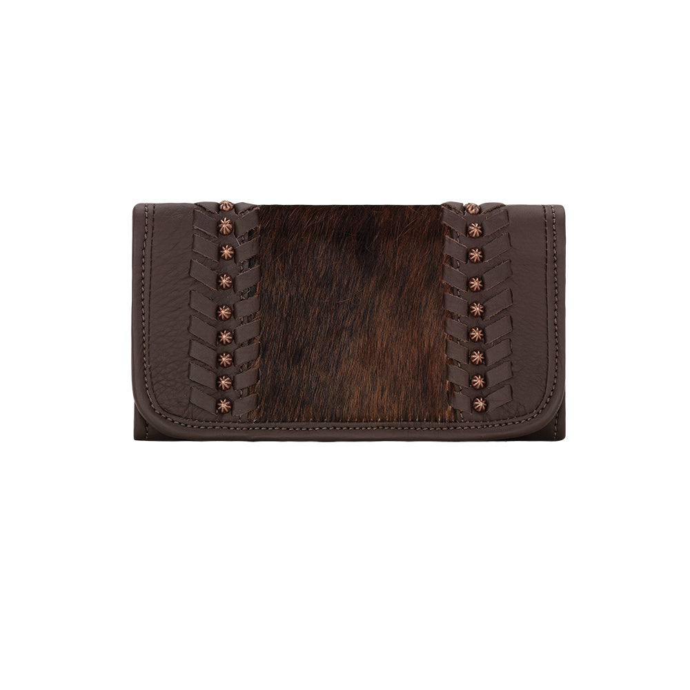 Cow Town Ladies' Tri-Fold Wallet Brindle Hair-On