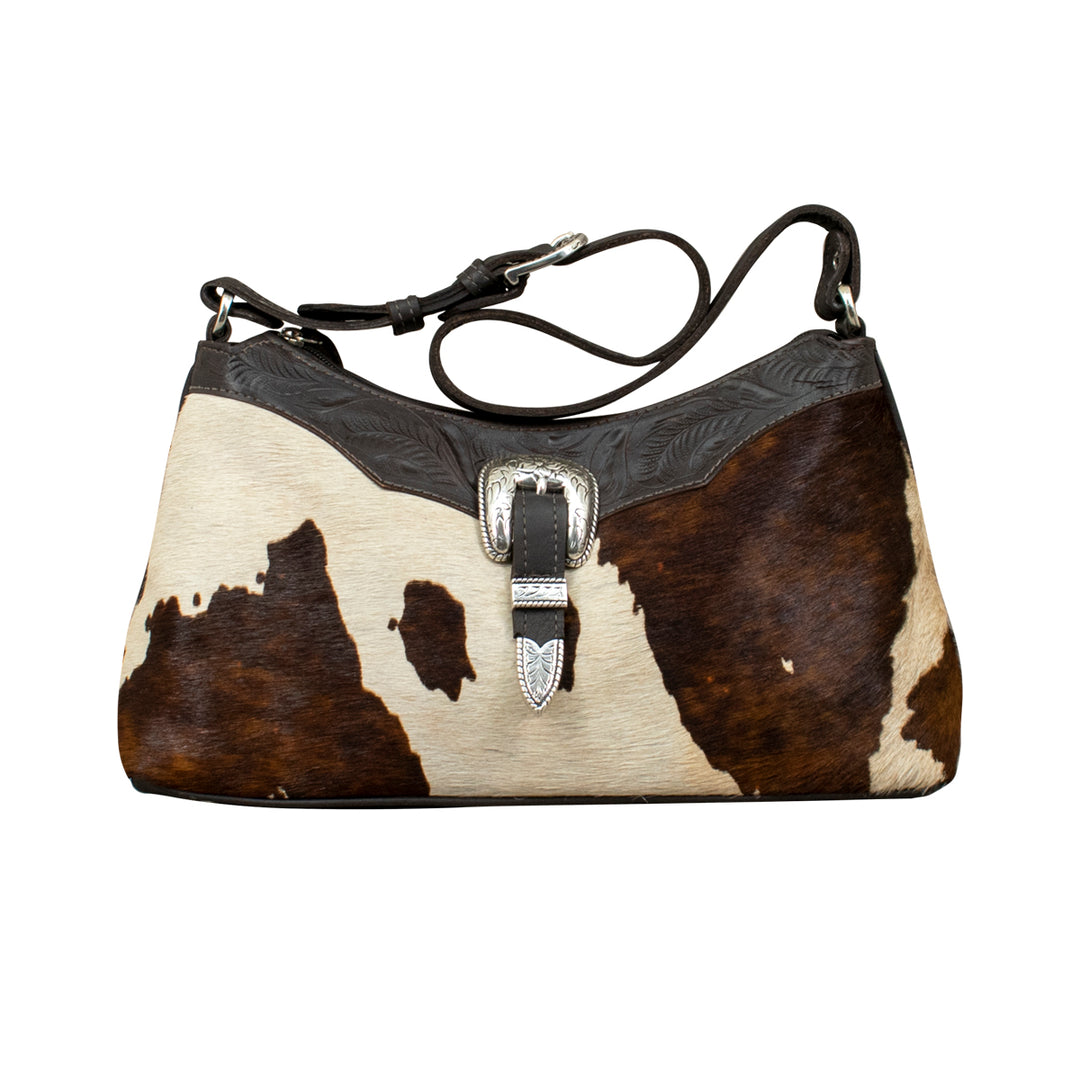 American West handbag purse described as Cowtown Zip-Top Shoulder Bag Pony Hair-On