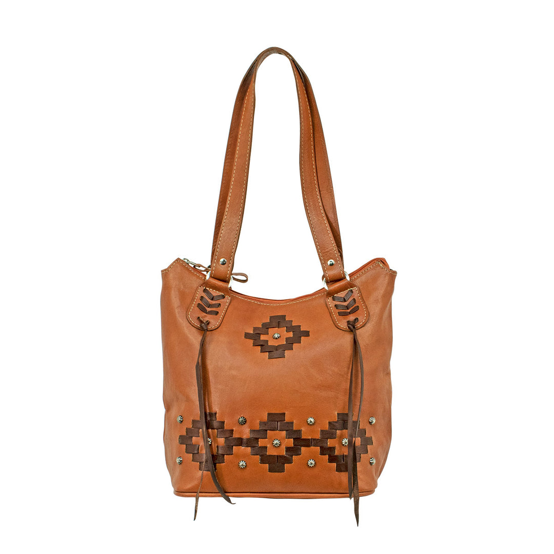 Tribal Weave Zip Top Bucket Tote